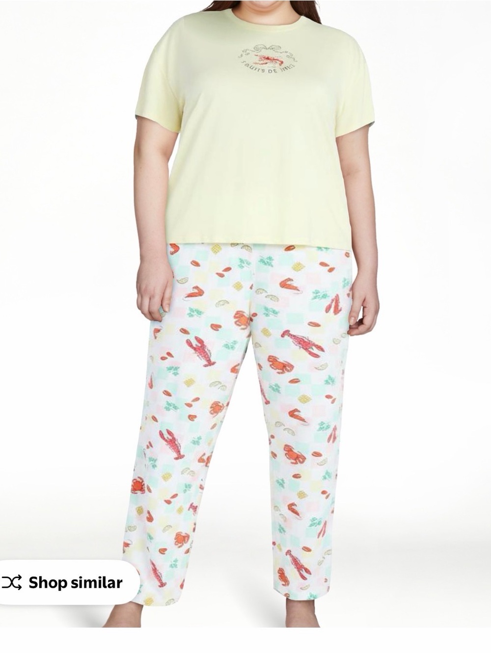 Cozy Two-Piece Pajama Set in Pale Yellow & Multi Print